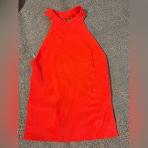 Women's Ribbed Halter Tank Top - Red